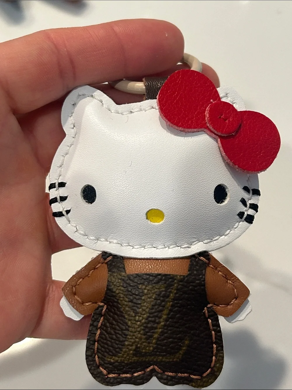Hello Kitty Upcycled LV Keychain Bag Charm Leather Unique Purse Charm